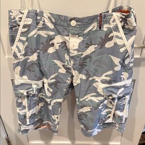 Superdry Blue and White Cargo Shorts